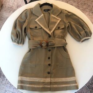 NWT! PatBo Safari Green belted Linen mini dress (Size M)